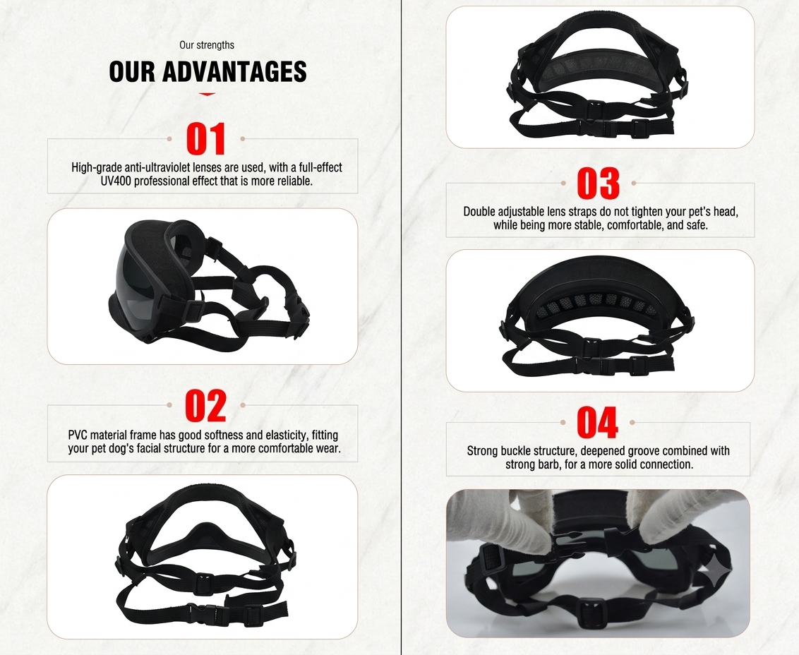 Anlorr Pet Outdoor Goggles – UV Protection, Anti-Impact, Splash-Proof