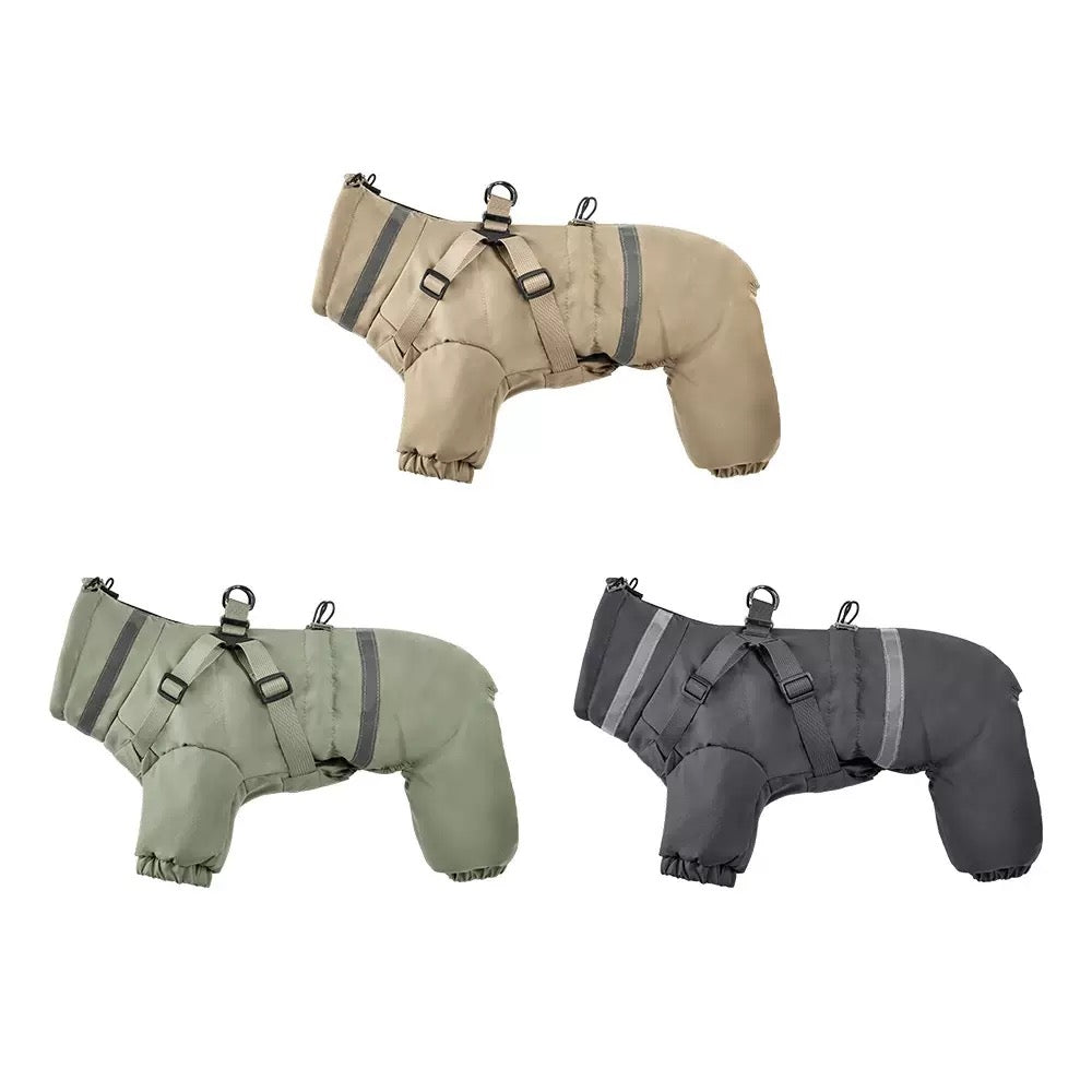 Full-coverage Winter Dog Jacket with Built-In Harness