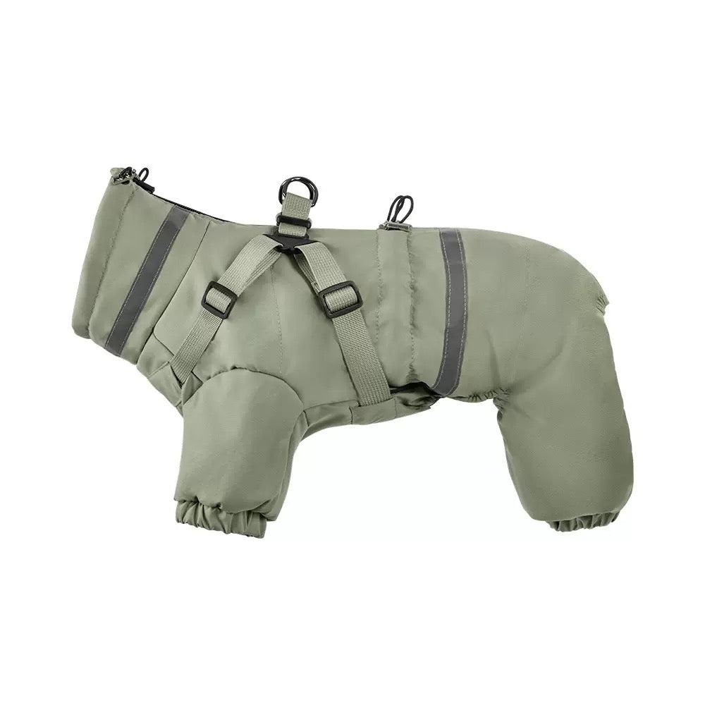 Full-coverage Winter Dog Jacket with Built-In Harness