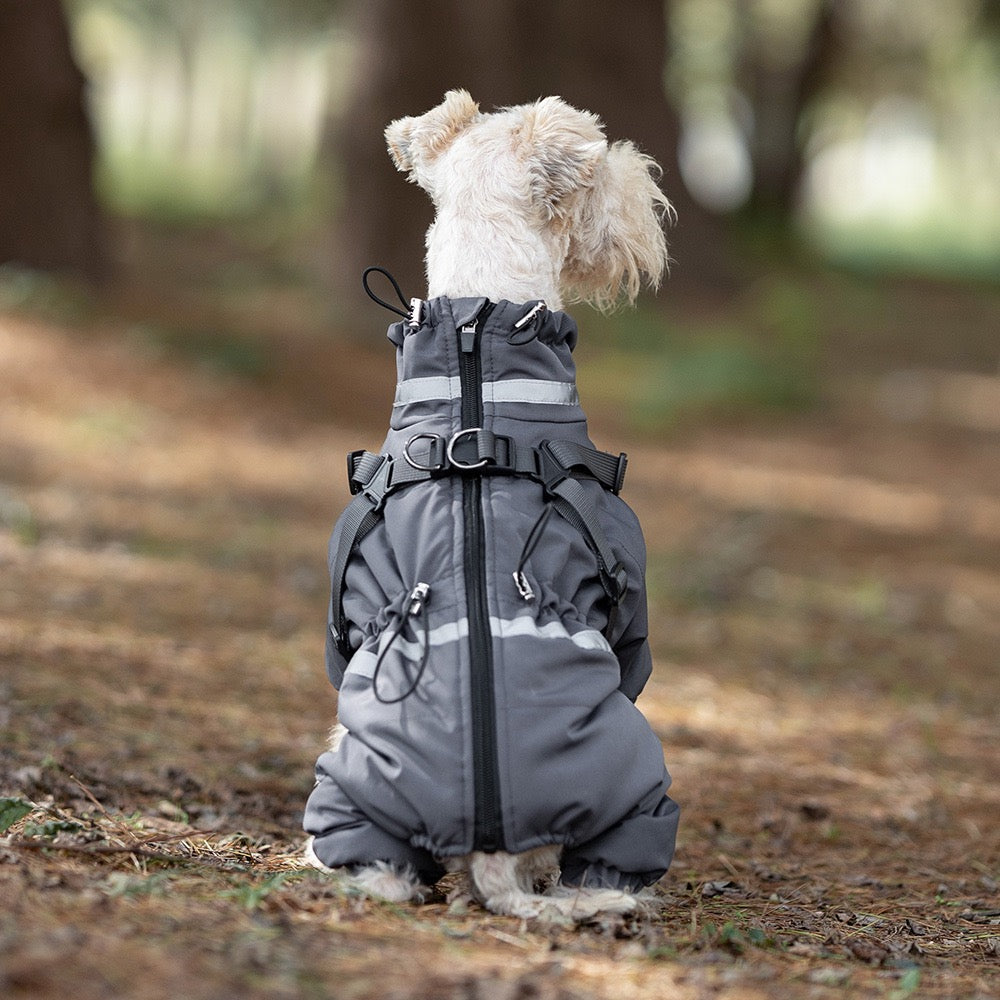 Full-coverage Winter Dog Jacket with Built-In Harness