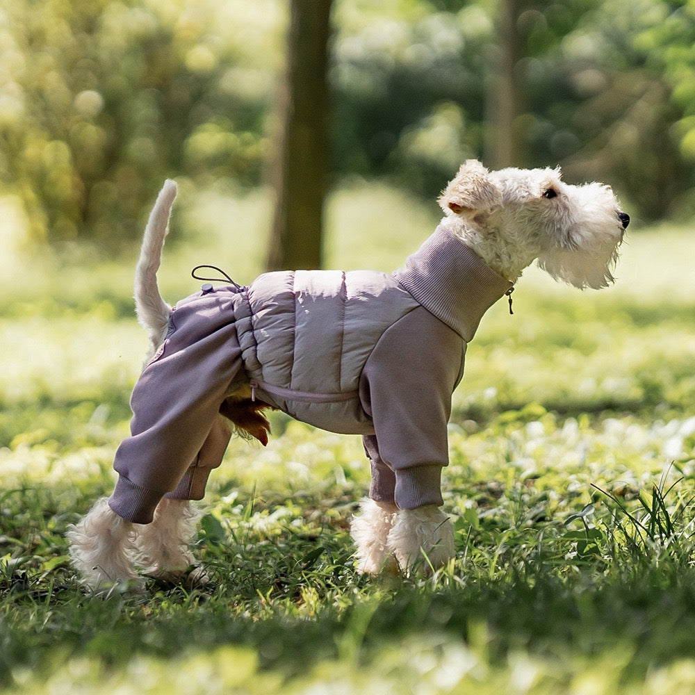 Full-coverage Cozy Winter Dog Puffer Jacket with Built-In Harness