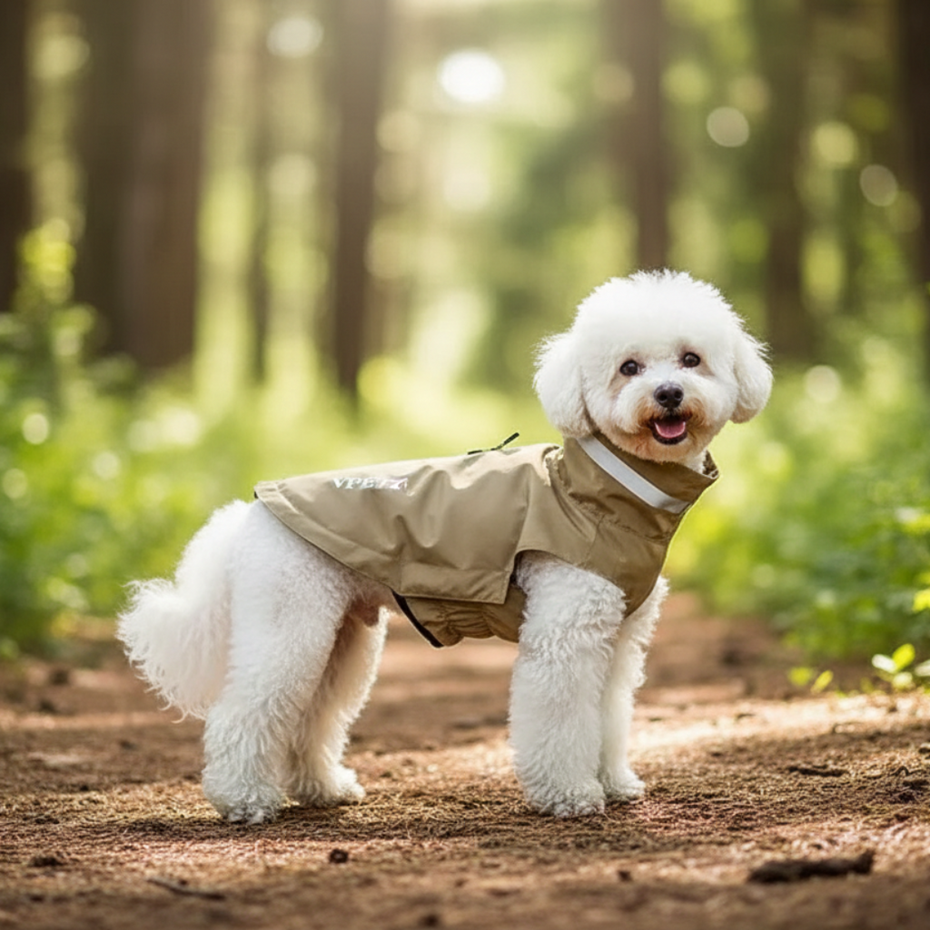 Bichon Frise Khaki Jacket Outdoor
